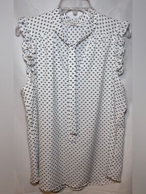 Trendy JS Top Neck Tie Blouse White/Black